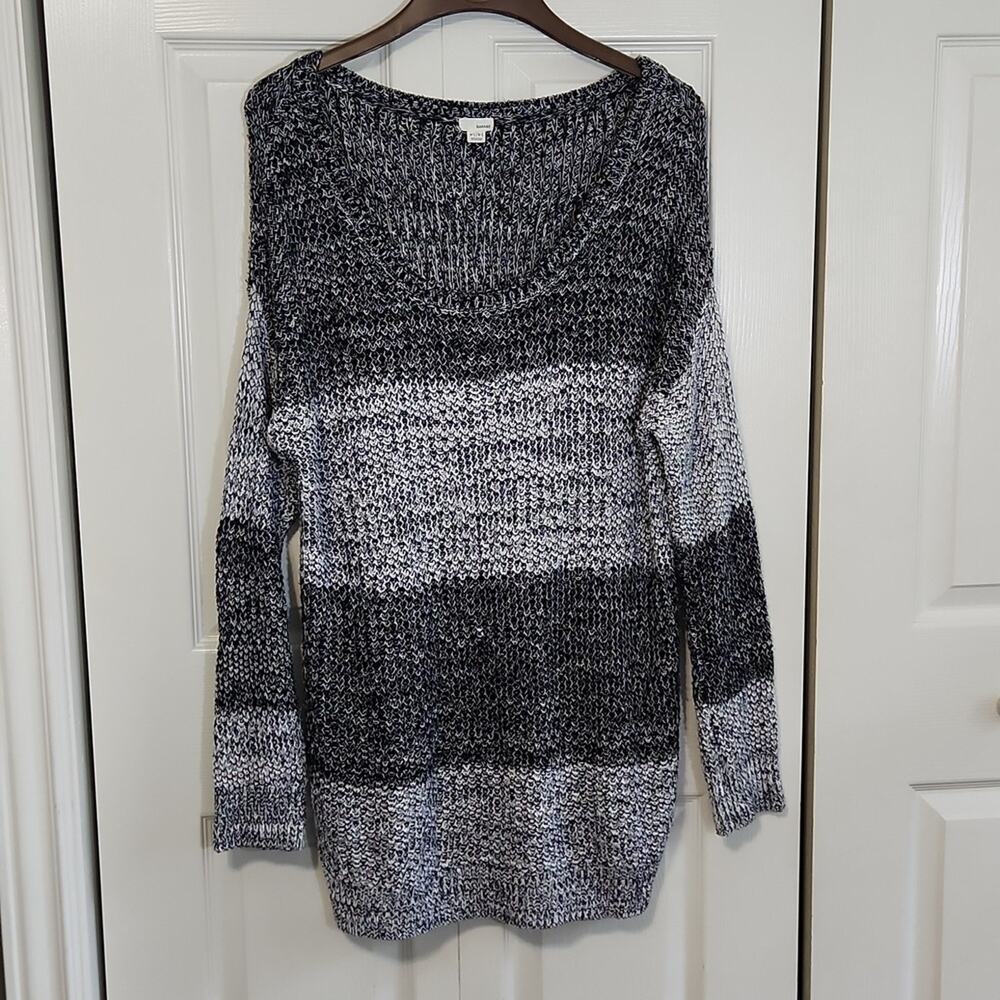 Garage Women's Wide Neck Long Sleeve Knit Blue & White Ambre Sweater Size M-L‎